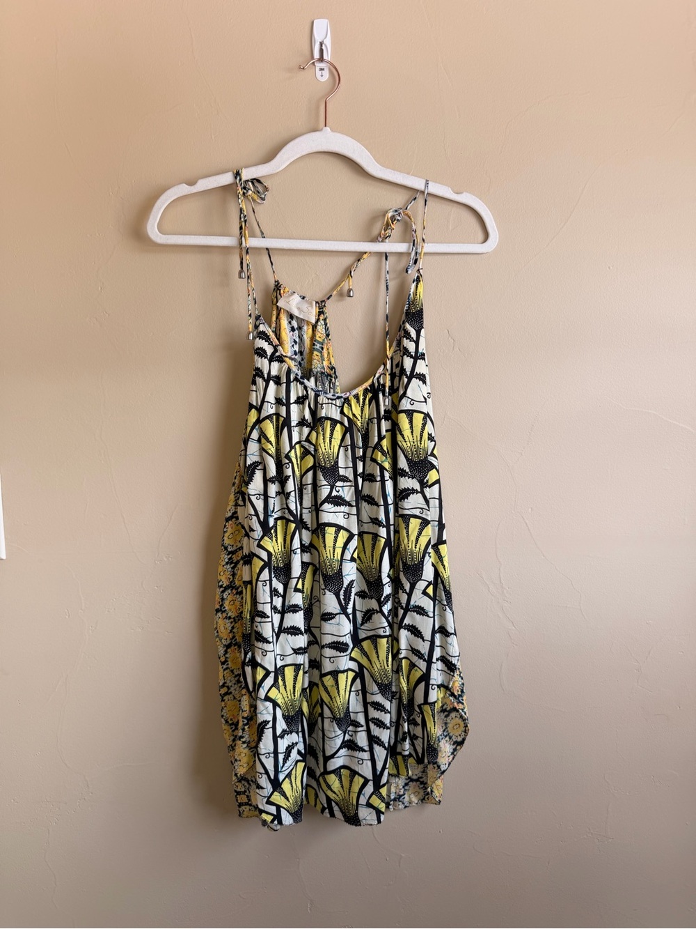 Love Sam Yellow and Black Floral Tie-Strap Camisole